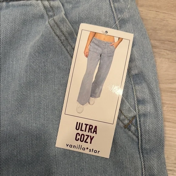 Vanilla Star Ultra Cozy Wide Leg Women's Light Blue Jeans - Picture 3 of 8